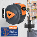 Avvolgicavo Elettrico 20 Metri Rotante a 180° con Multipresa a 3 Teste e Guanti      