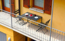 Set Tavolo e 2 Sedie da Balcone Pieghevoli in Ferro Nero