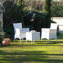 Set Bistrot Polyrattan Colore Bianco Poltroncine e Tavolino da Caffe' per Arredo Giardino Terrazzo