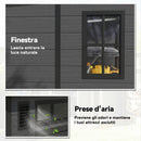 Casetta Box da Giardino 182x182x196 cm a 2 Ingressi con 3 Finestre e Prese d'Aria in PP e Alluminio Grigio Scuro      