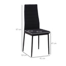 Set 4 Sedie 41x50x97 cm in Tessuto Nero