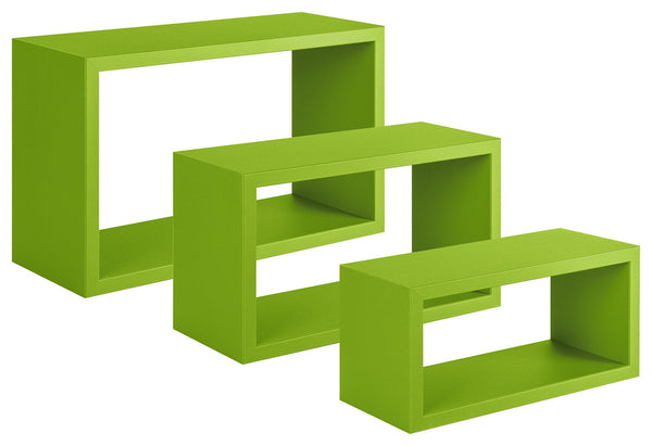 Set 3 Mensole da Parete Rettangolare in Fibra di Legno Trittico Verde prezzo