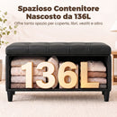 Cassapanca Pouf Contenitore Poggiapiedi 136 L 110x41x42 cm in Finta Pelle Adatta agli Animali Domestici Nero      