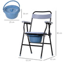 Sedia WC Pieghevole con Vaso Rimovibile per Anziani e Disabili in Tubi di Ferro e Plastica 52x50x75 cm 
