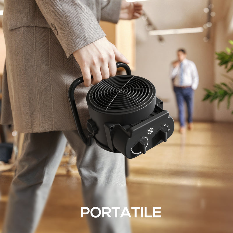 Riscaldatore Elettrico e Regolabile a 3 Modalità 21,5x15,8x22 cm in PP e PA Ignifugo Nero      