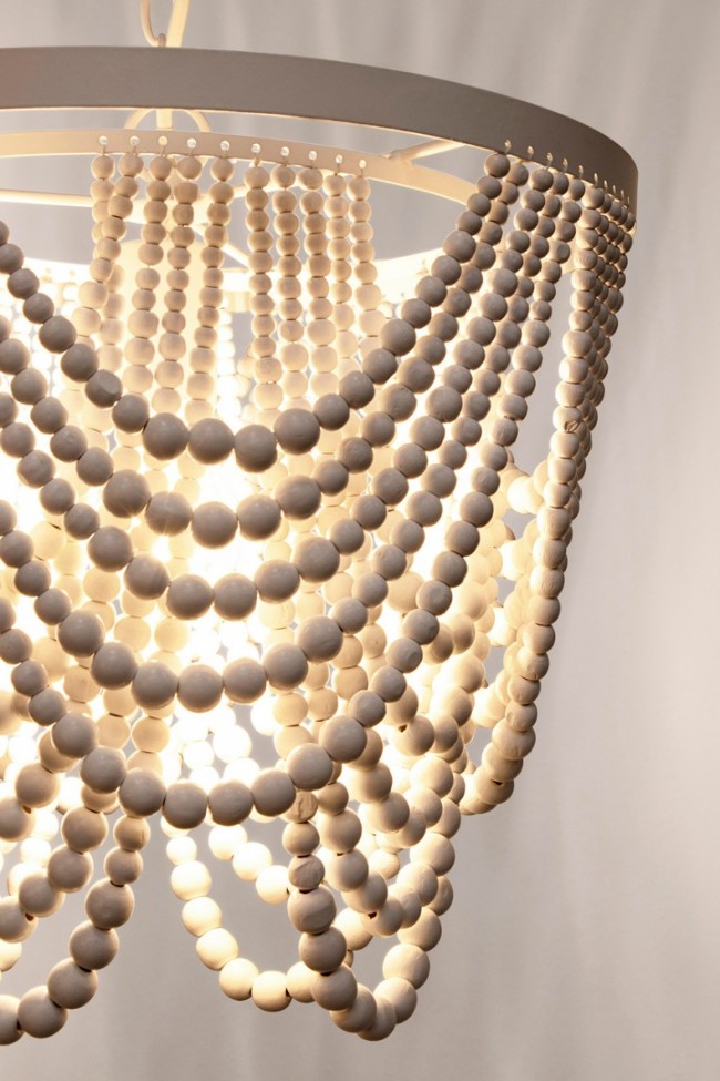 Lampadario Pearl 1 Luce Ø35x31,5 cm E27 in Acciaio e MDF