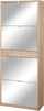 Meuble à Chaussures 4 Portes avec Miroir 1 Tiroir 63x164x29 cm Chêne Naturel
