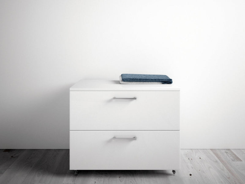 Mobile Cassettiera 2 Cassetti Soft Close in Legno in Melaminico 70x52x57cm TFT Samoa Bianco