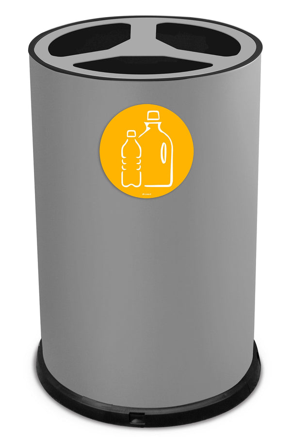 Pattumiera Per Raccolta Differenziata Ø45xh72 cm In Acciaio Verniciato 3 Scomparti Grigio online