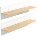 Set 2 Mensole da Parete 80x16,5x20 cm in Legno Bianco e color Legno      