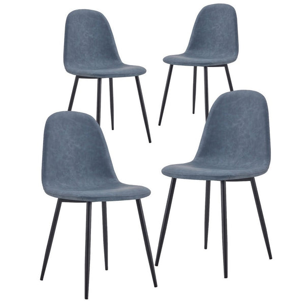 Lot de 4 chaises 43x42x86 cm en simili cuir bleu Bella sconto