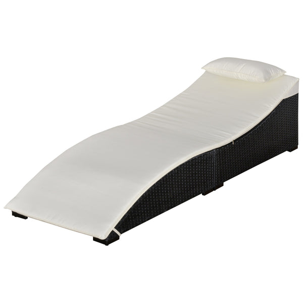 prezzo Bain de soleil de jardin pliant 198x68x50 cm en rotin noir et blanc crème