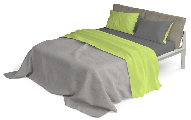 Set Lenzuola Sopra Sotto e Federein Cotone Verde Acido\/Fumo Varie Misure