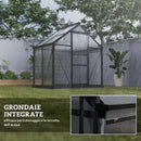 Serra da Giardino 190x132x201 cm con Porta Scorrevole e Finestra in Policarbonato e Alluminio Grigio      