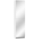 Scarpiera a Specchio 50x20x180 cm con 5 Ripiani in Tessuto non Tessuto e Mensola Inferiore in Legno Bianco      