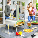Forno per Pizza a Pellet 79x36x75 cm con Pietra Refrattaria e Pala in Acciaio Inox Argento  