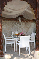 Tavolo da Giardino in Polyrattan con Vetro 90x90H77cm Adila Bianco Crema