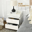 Comodino con LED RGB 45x35x52 cm 2 Cassetti in Truciolato Bianco