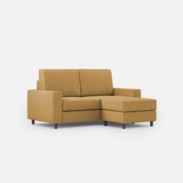 sconto Divano 2 Posti con Pouf 168x145x85 cm Sakar in Tessuto Ocra