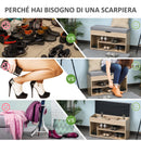 Panca Scarpiera 2 Ripiani in MDF con Cuscino 80x30x48 cm  Grigio e Rovere