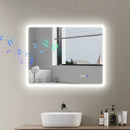 Specchio da Bagno 70x90 cm LED Bluetooth con Interruttore Touch Luce 3 Colori Anti-appannamento Argento      
