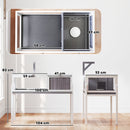 Casetta Tartarughe Rialzata 104x53x82 cm con Divisorio Vassoio Estraibile in Legno e PS Grigio e Bianco      