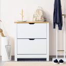 Scarpiera 2 Ante 12 Paia di Scarpe Ripiano Regolabile 72x26x80 cm in Legno Bianco