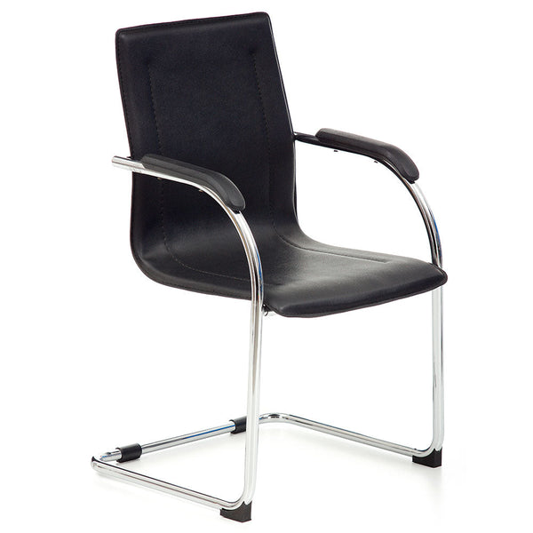 sconto Chaise de Bureau Visiteur en PVC Noir Stand
