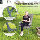 Sedia da Campeggio Pieghevole 66x58x105 cm Regolabile su 5 Livelli Grigio Chiaro   