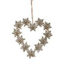 Set 6 Cuore con Metallo C Stelle H15 cm Oro