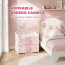 Comodino per Bambini 3-8 Anni 34x31x36 cm con 2 Cassetti Angoli Arrotondati e Maniglie a Cuore in Truciolato e MDF Rosa      