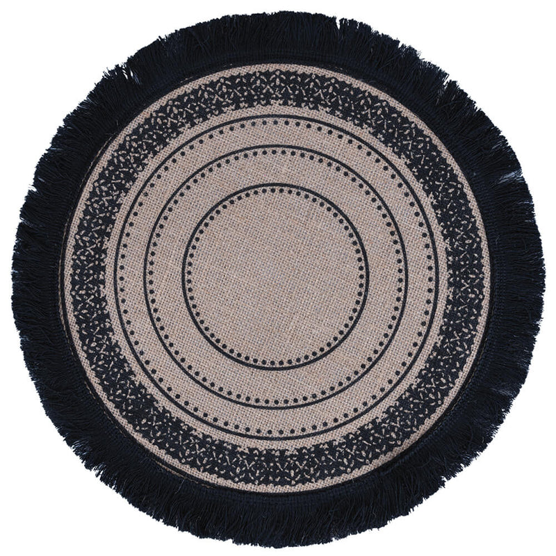 Set 6 Tovagliette Ø38 cm  in Juta VdE Tivoli 1996 Black Nero e Beige