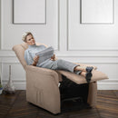 Poltrona Alzapersona Elettrica 2 Motori 80x86x107 cm in Tessuto Beige