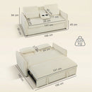 Divano Letto 2 Posti 3 in 1  con Schienale Regolabile in 3 Posizioni con 2 Cuscini in Ciniglia Beige      