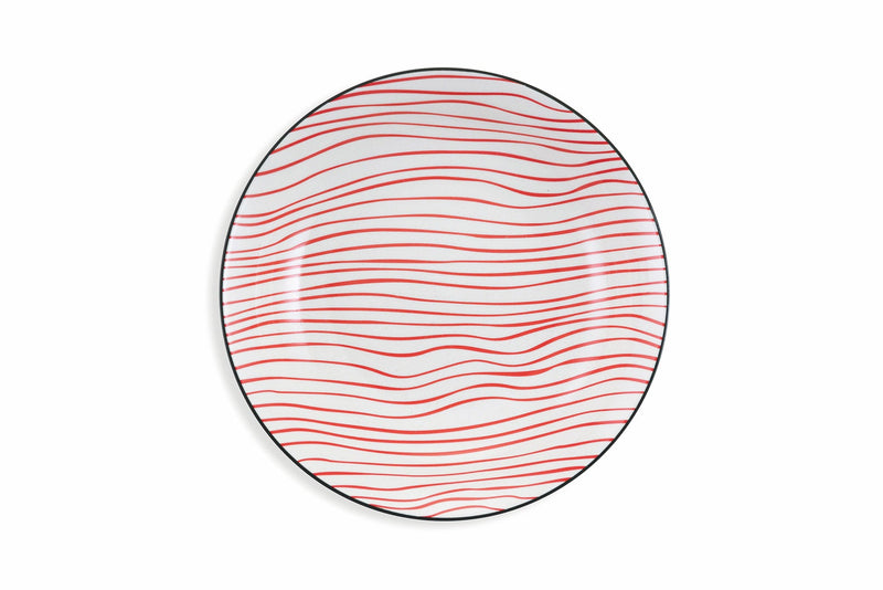 Servizio Piatti 18 Pezzi in Gres Villa d'Este Home Tivoli Confusion Rosso e Bianco