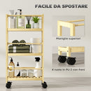 Scaffale Bagno a 3 Livelli 36x15x73 cm con Ruote in Legno di Bambù   