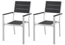 Set 2 Sedie da Giardino 60x55,5x88,5 cm con Braccioli in Acciaio e Plastica Stampata Bianco e Grigio Scuro