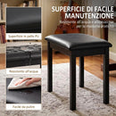 Sgabello per Pianoforte Imbottito 44,5x30x50 cm con Gambe in Legno e Rivestimento in Finta Pelle PU Nero      