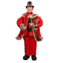 Set 4 Pupazzi Famiglia Natalizia 40x72x24 cm in Tessuto Rossi