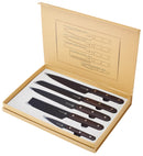 Set 5 Coltelli da Cucina Lama Nera Manico Wenge