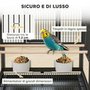 Gabbia per Uccelli 48x46x83 cm Vassoio e Griglia Rimovibili con Ripiano Portaoggetti in Acciaio e PP Nero  