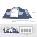 Tenda da Campeggio per 6 Persone 4,55x2,3x1,8m con Pali in Fibra di Vetro Grigia