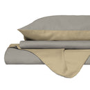 Copripiumino Singolo con Sacco e Federe in Tinta Unita Double Face Linea Vera Grigio Chiaro e Panna 
