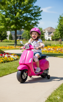 Moto Elettrica per Bambini Licenza Ufficiale Piaggio Vespa Sprint 12V con Rotelle Luci e Suoni Rosa