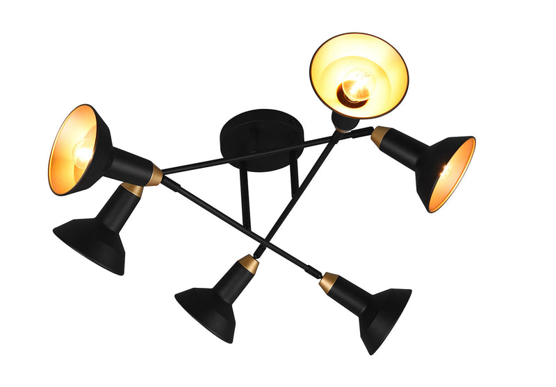 Plafoniera da Interno Attacco E14 in Metallo Nero Opaco