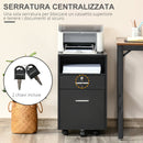Cassettiera Portadocumenti a 4 Ruote 39x40x65 cm Cassettiera con Serratura in Truciolato Nero  