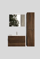 Mobile da Bagno Sospeso con Lavabo 80 cm e Specchio Urano Light Noce Scuro      