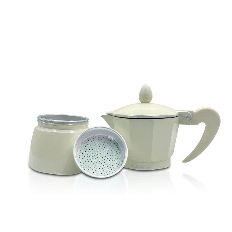 Set 3 Caffettiere in alluminio 1-3-6 tazze con manico soft touch Beige