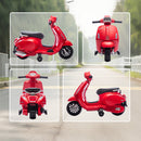 Scooter Elettrica per Bambini Licenza Piaggio Vespa 6V Faro Clacson Ruote Ausiliarie Rosso      