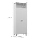 Mobile Multiuso 2 Ante 70x35x188 cm Ripiani Regolabili in Truciolato Bianco